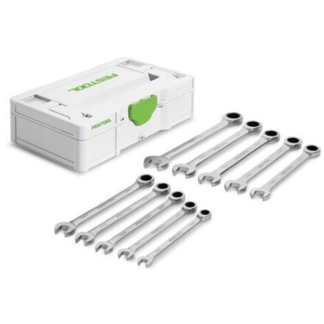 Festool – Set di 10 chiavi a cricchetto 8-17 mm – Meccanismo a 72 denti per serraggio rapido – Ergonomiche e resistenti in acciaio pregiato – Mini-Systainer³ S 76 (1/3)