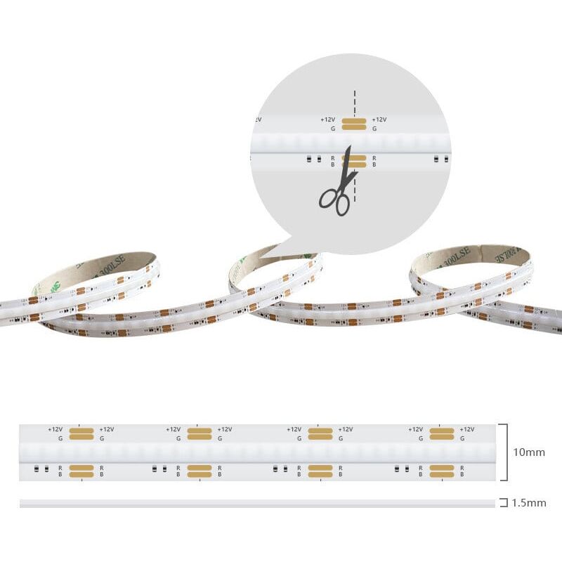 Ruban LED COB RGB 14W/m à prix usine - IP20 - 576 LED/m - 5 mètres