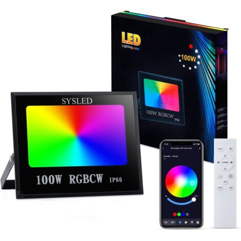 Projecteur LED RGBCW intelligent avec télécommande ou smartphone et contrôle la musique  Puissance Watt: 100W (1/5)