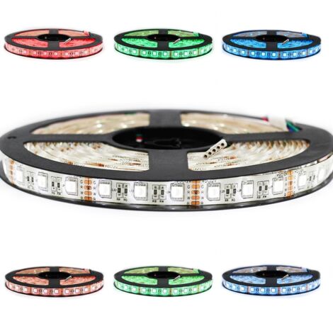 Ruban LED Professionnel 5050 - 60 leds/m - 5 m RGBW (blanc froid) IP65 Longueur: 5 mètres - Controleur- telecommande: Contrôleur télécommande Non-inclus - Transformateur: Alimentation Inclus (1/5)