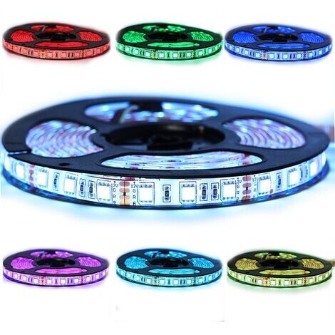 Ruban Professionnel RGB 5050 - 60 leds/m 1 à 10 mètres au choix (IP65) Transformateur: Alimentation Non-Inclus - Longueur: 2.5 mètres - Controleur- telecommande: Contrôleur télécommande Inclus