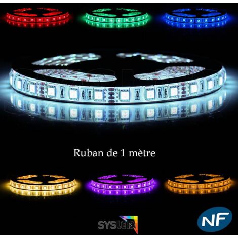 Ruban Professionnel RGB 5050 - 60 leds/m  1 à 10 mètres au choix (IP65)  Controleur- telecommande: Contrôleur télécommande Non-inclus - Longueur: 10 mètres(2x5m) - Transformateur: Inclus metal box spé