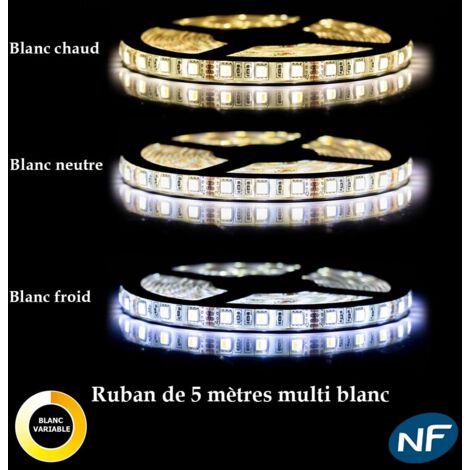 Ruban Professionnel 5050 - 60 leds/m - 5 mètres  (IP65) CCT  Longueur: 5 mètres - Controleur- telecommande: Contrôleur télécommande Non-inclus - Transformateur: Alimentation Non-Inclus