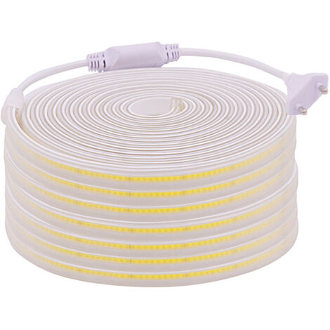 Sysled – Ruban LED COB 220V blanc chaud 50 mètres – Éclairage linéaire 840 lumens/m – IP67 pour installations extérieures – Flexibilité pour courbes et angles