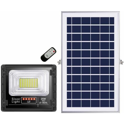 Sysled – Projecteur solaire LED extra plat 25W – Blanc froid 6000K – IP65 étanche – Angle de diffusion 120° – Télécommande incluse