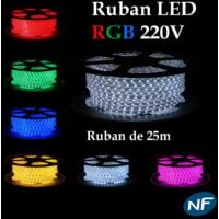 Kit Ruban LED Professionnel 5050 60 LED/m de 25 ou 50 mètres RGB étanche (IP68) avec contrôleur 220V | Longueur: 25 mètres