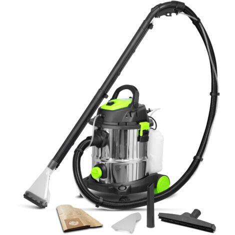 Aspirateur professionnel eau et poussières 1400W – 20L inox – Dépression 18Kpa – Soufflerie pour nettoyage tapis et moquettes – Constructor
