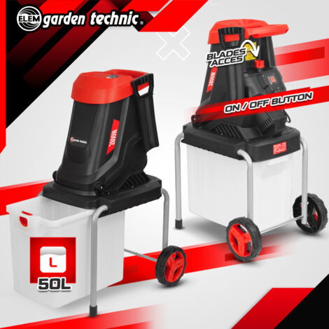 Broyeur de végétaux électrique 2800W avec bac récupérateur 50L - Elem Garden