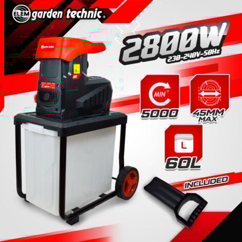Broyeur de végétaux électrique silencieux 2800W - 45MM