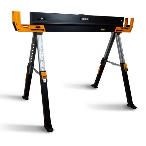 Brick – Tréteau d'atelier métallique pliable – Charge max 590 kg – Hauteur réglable 63 à 82 cm – Pieds antidérapants pour sécurité (1/5)