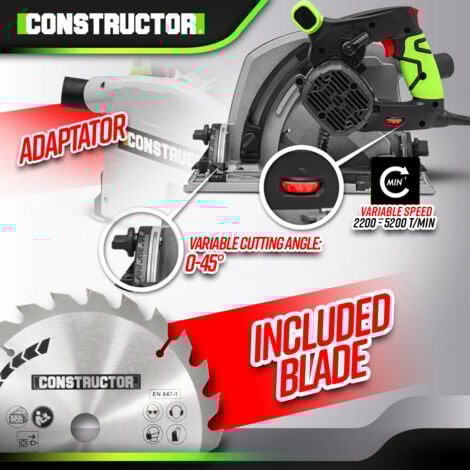 Scie circulaire plongeante 1400W avec rail de guidage - Lame 190mm 24 dents - Constructor