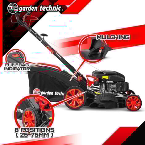 Tondeuse thermique autotractée 173 CC - 508mm avec éjection latérale et mulching - Elem Garden