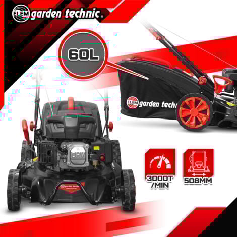 Tondeuse thermique autotractée 173 CC - 508mm avec éjection latérale et mulching - Elem Garden