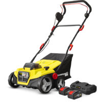 Gardeo Pro – Balayeuse sur batterie 2 x 20V – Bac récolteur 45L – Largeur de travail 38cm – Hauteur réglable 5 positions