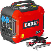 Brick – Groupe électrogène inverter silencieux 1880W – 2 prises 230V – Moteur 4 temps 79.7cc – Autonomie 5H – Arrêt automatique surcharge