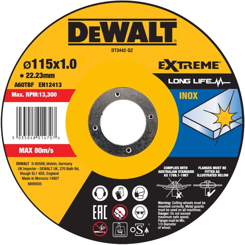 Dewalt 115x1,6x22,23mm disco da taglio per ferro e calcestruzzo