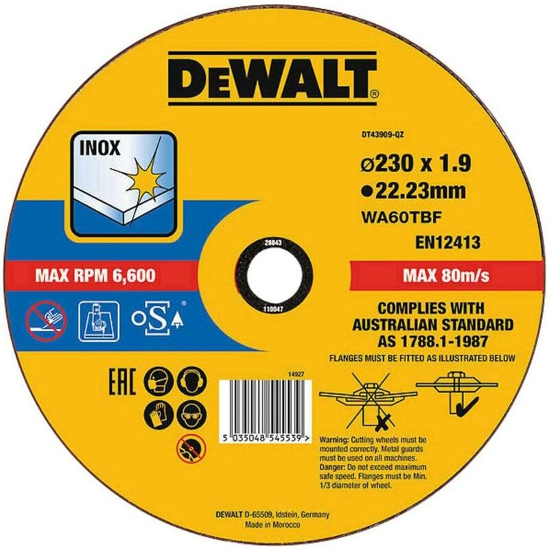 Dewalt 230x1,9x22,23mm disco da taglio per ferro e calcestruzzo