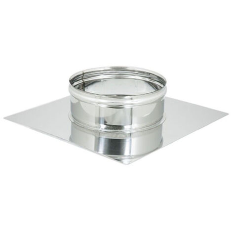 Base forata inox da 200x200mm a innesto f 80 - 180mm 6 decimi, diametro 180mm