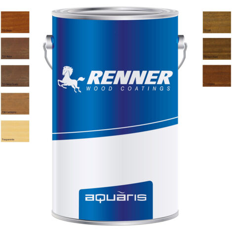 Renner aquaris ym m034 5kg netti impregnante professionale acqua per esterni ed interni, colori disponibili  castagno