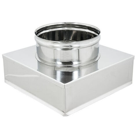 Riduzione inox aisi 304 da base quadra 200x200mm a tonda f variabile, diametro 140mm