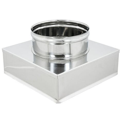 Riduzione inox aisi 304 da base quadra 200x200mm a tonda f variabile, diametro 150mm