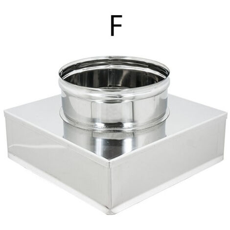 Riduzione inox aisi 304 da base quadra 250x250mm a tonda f variabile, diametro 140mm