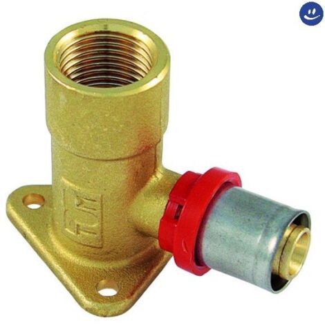 Raccordo curvo femmina flangiato lungo per tubo multistrato a pressare h 52mm modello al-cobrapex 1/2 Ø16 TIEMME