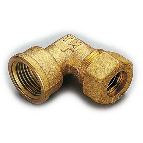 Raccordo 1/2''x10mm curvo femmina a compressione con tenuta o-ring