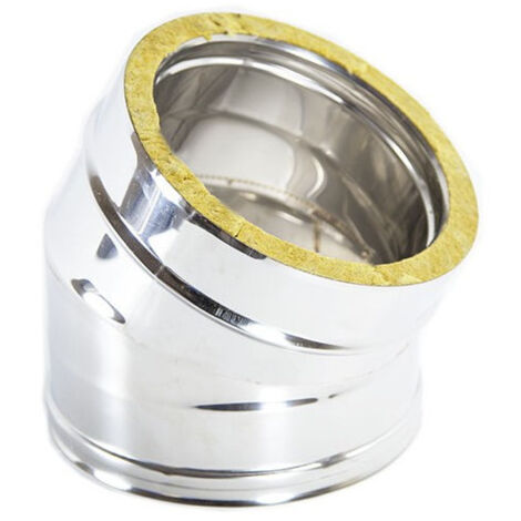 Gomito curva acciaio inox doppia parete di 130 - de 180mm, scegli se 30 gradi