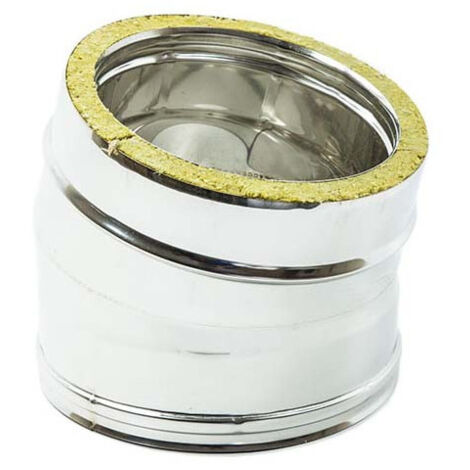Gomito curva acciaio inox doppia parete di 130 - de 180mm, scegli se 15 gradi