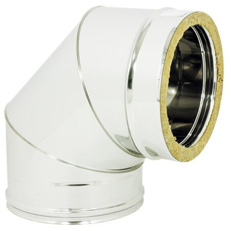 Gomito curva acciaio inox doppia parete di 150 - de 200mm, scegli se  90 gradi