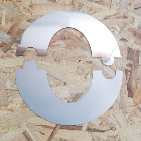 Semi rosone placca ellittica inox spessore 5 decimi aisi 304, diametro 250mm