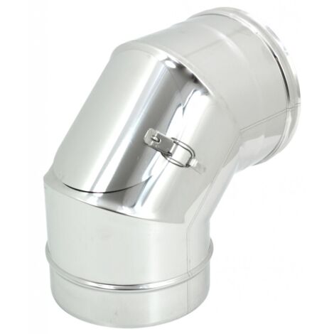 Curva gomito mf da 130mm con ispezione aderente in acciaio inox aisi 304