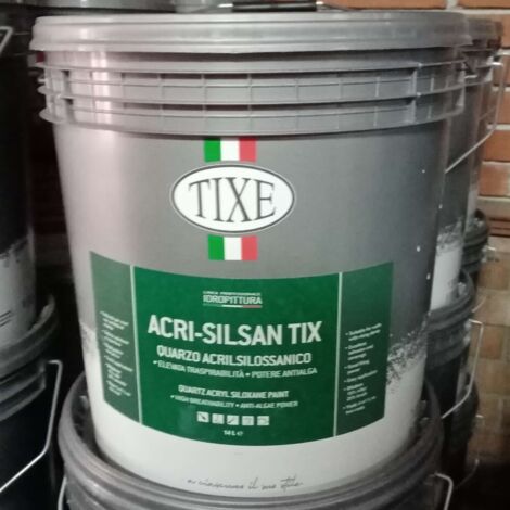 Pittura acrilsilossanica al quarzo fine traspirante Esterno Bianca Tixe ACRI-SILSAN TIX quarzo acrilsilossanico 14 lt