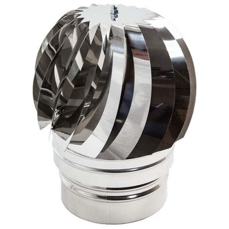 Fumaiolo da 200mm tipo radiante eolico inox aisi 304 base tonda innesto m maschio