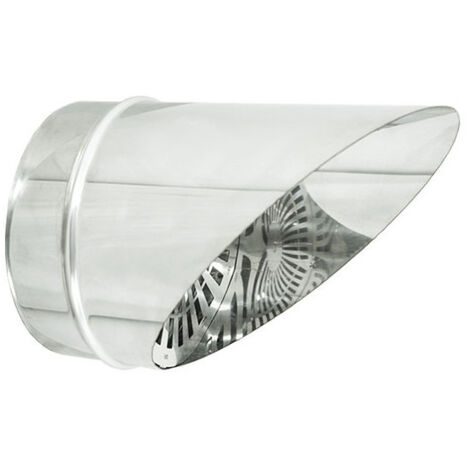 Fumaiolo da 120mm tipo a becco inox aisi 304 base tonda innesto m maschio