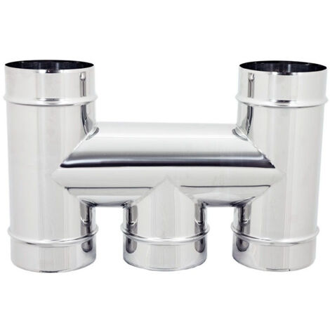 Fumaiolo terminale da 120mm modello ad h inox aisi 304 base tonda con innesto m maschio