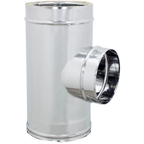 Raccordo inox a t braga doppia parete di 250 - de 300 mm codino mono parete m 250mm