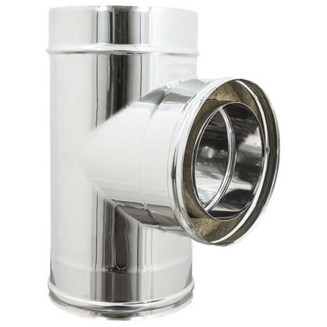 Raccordo inox a tee t doppia parete di 130 - de 180 mm