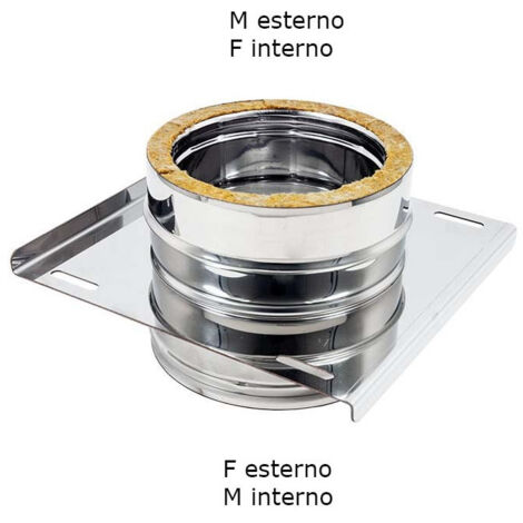 Piastra intermedia inox doppia parete di 100 - de 150 mm
