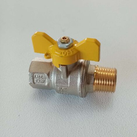 Valvole tornado per gas maschio/femmina iso7/en 10226 con leva farfalla gialla 3/4 tiemme 2390011