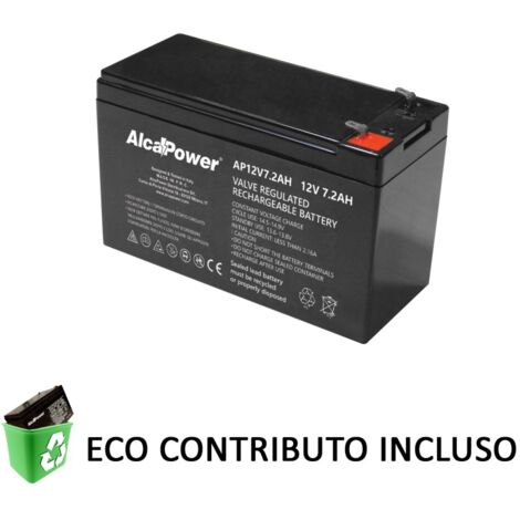 Alca power batteria al piombo da 12v 7,2ah ricaricabile per ups e illuminazione di emergenza