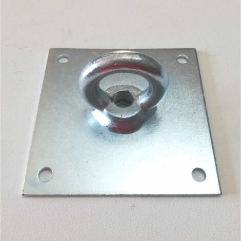 Piastra diritta 150x150mm in acciaio zincato con occhiolo saldato