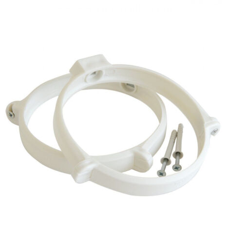 First 125mm collare bianco fermatubo a muro blister con 2pz per tubi tondi aerazione cappa