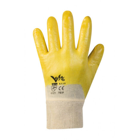 Guanti da lavoro g/121 supporto cotone e nbr giallo, taglie disponibili 9