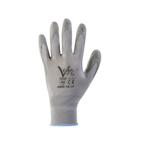 Guanti da lavoro g/905 supporto nylon grigio e poliuretano, taglie disponibili 9