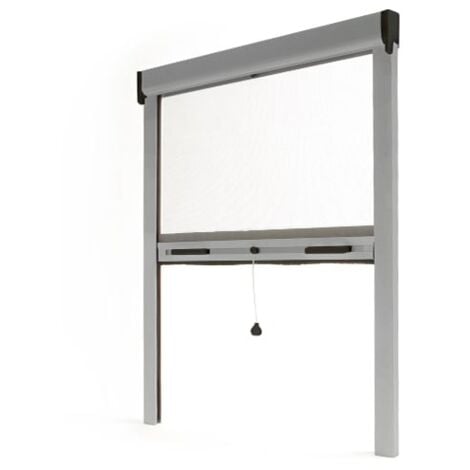 Moustiquaire Enroulable Alu Gris L80 x H100cm – Moustiquaire pour Fenêtre Recoupable