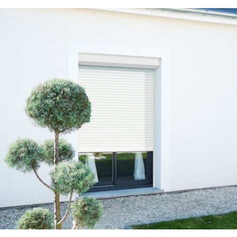 Volet Roulant - Motorisé Solaire - Aluminium Blanc 220 x 150 cm - Recoupable - Motorisation économique