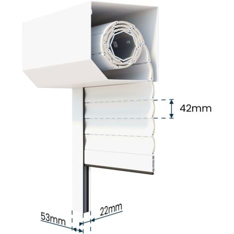 Volet Roulant - Motorisé Solaire - Aluminium Blanc 220 x 150 cm - Recoupable - Motorisation économique