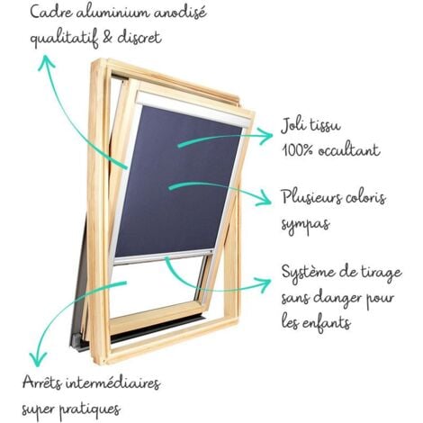 Store occultant compatible Roto ® - Vitrage H63.5 x 40 cm Noir